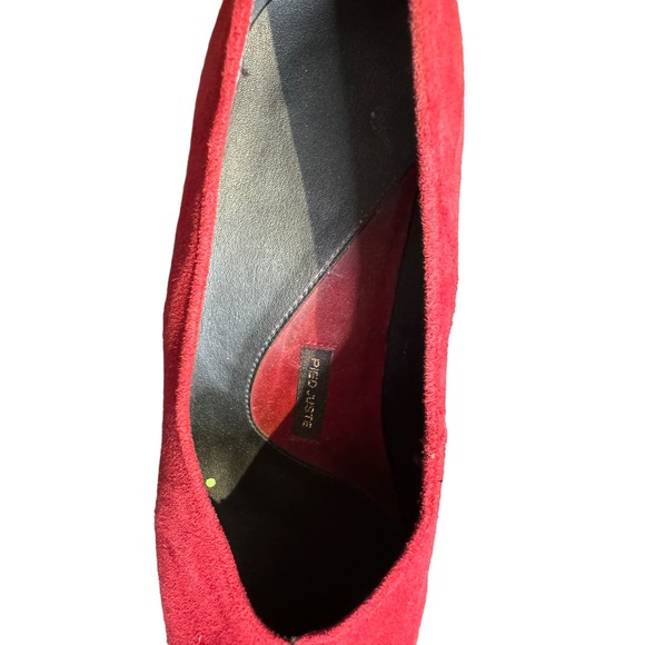 Pied Juste‎ Women's Shoe Anthropologie Suede Pointy-Toe Wedge Crimson Red 37 - Picture 2 of 5